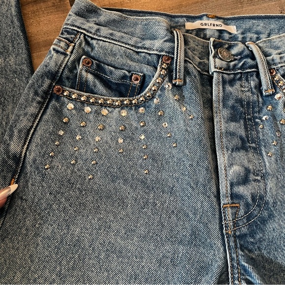 GRLFRND Karolina jeans in Glamrock new without tags studs & rhinestones diamonds - Picture 5 of 7